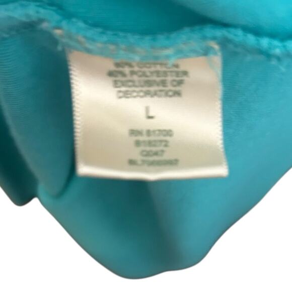 Blair Knit Lounge Dress L Teal Embroidered‎ Bike Graphic Pockets Coastal - Picture 7 of 8